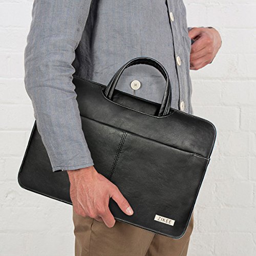 Zikee 11-11,6 Zoll MacBook Pro / Air Kunstleder tasche Laptop Hülle Notebooktasche Laptoptasche mit Handgriff und diversen Taschen. Stilvolle, wasserfeste Business-Aktentasche für den Schutz Ihres MacBooks (Schwarz,11,6) - 7