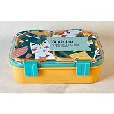 Renkli Kedi Desenli Beslenme Kutusu - 700 ml 2 B&ouml;lmeli Taşıma Kulplu &Ccedil;ocuk Beslenme Kabı PP (Turuncu)