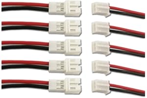 VUNIVERSUM 5 Paare 10 Stück Micro JST PH 2.0 2PIN Rastermaß 2mm Steckverbinder Stecker Male Buchse Female mit je 10cm Kabel Verlängerung Lipo Akku Komputer Elektronik PC DIY Modellbau