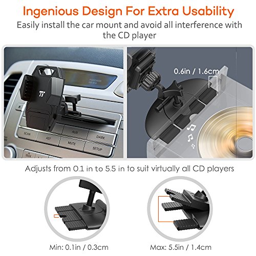 TaoTronics Supporto da auto per Smartphone, con Clip/cuscinetto, in Silicone e pulsante di rilascio per la mano