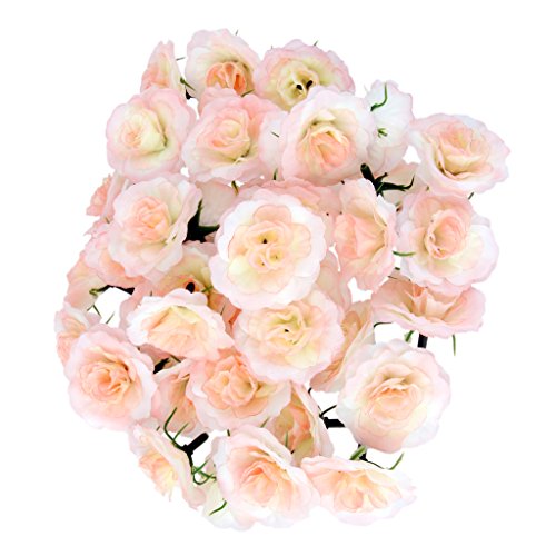50pcs Kunstseide Kunstblumen Rose bluete koepfe Hochzeit Parteidekor Rosa Bulk - 9