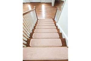 emmahome Carpet Stair Treads NON-SLIP MACHINE WASHABLE Mats/Rugs, 22x67cm, 11mm Thickness (Beige, 13)