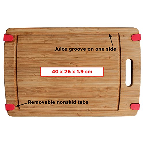 CC Boards Rutschfestes Bambus-Schneidebrett: Hölzernes Küchenbrett mit Griff, Saftrille und rutschfesten Ecken - 2