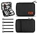 Produktbild Henmi Kabel Organizer Tasche,Reise Elektronik Zubehör Tasche mit Doppelschicht für Elektronische Kabel und Flash-Disk,USB-Stick,Ladegerät,Powerbank, Speicherkarte,Kopfhörer und iPad Mini - Schwarz