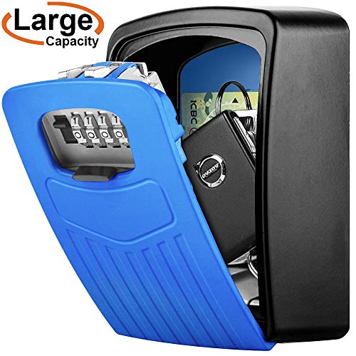 Caja Seguridad Llaves, BTNEEU Caja Combinacion Llave Grande, Caja Llaves Codigo Montaje en Pared, Key Lock Box 4 Dígitos Combinacion Almacenamiento Seguro para Casa Coche Garaje Escuela Gimnasio