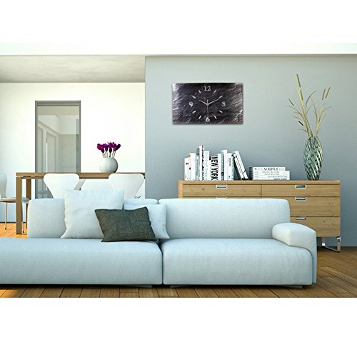 Kreative Feder Abstrakt Schiefer Metallic Designer Funk Wanduhr Funkuhr modernes Design * Made in Germany* WAG160FL * leise kein Ticken (50×30) - 4