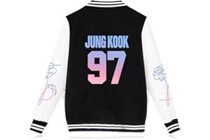 Dolpind BTS Love Yourself Veste de baseball pour garçon, Femme Garçon, Jung Kook 97 Noir, Large