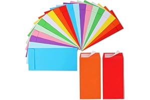 JIHUOO Lot de 40 enveloppes Autocollantes pour chèques, pièces de Monnaie, Billets, Couleurs