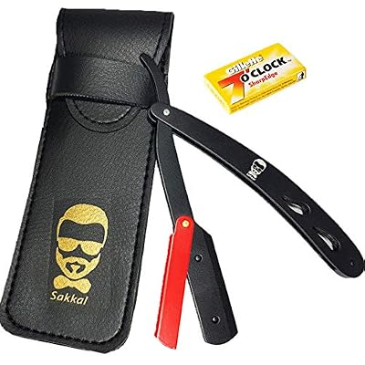 SAKKAL Rasoir Coupe choux Kit Barbe SAKKAL Sac de voyage CUIR 5 lames Cadeau Anniversaires chou soins hommes kit barbier visage