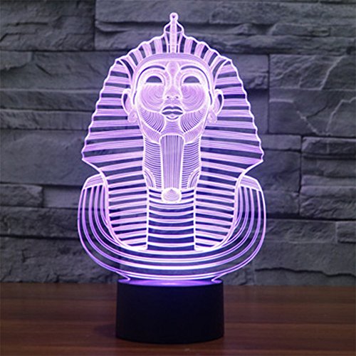 Sphinx Pharao 3D Optische Illusions-Lampen, FZAI Tolle 7 Farbwechsel Acryl berühren Tabelle Schreibtisch-Nachtlicht mit 150 cm USB-Kabel für Kinder Schlafzimmer Weihnachten Geburtstagsgeschenke - 6