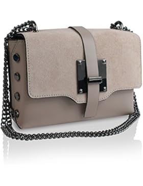 Gloop Damen Clutch echt Leder Tasche Abendtasche mit Kette Handtasche Umhängetasche Made in Italy