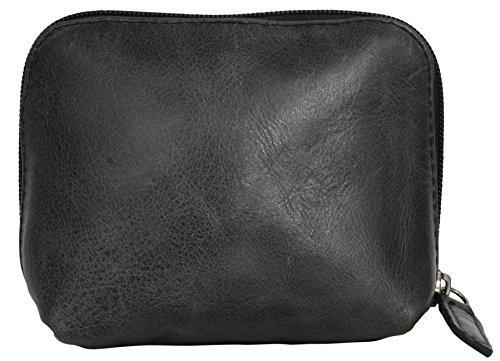 Kosmetiktasche Leder Gusti Leder studio „Leo“ Geldbörse Geldtasche Wasserfester Innenstoff Kulturtasche Kosmetik Tasche Utensilientasche Schminktasche Reisebeutel Rindsleder Vintage Schwarz Grau 2A5-20-6wp - 7