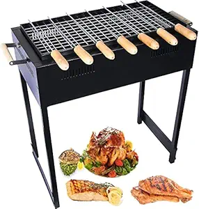 KOBBEY Floor Standing Barbeque grill Charcoal set with 7 Skewers , 1 Metal Grill, 1 Glove , 1 Tong , 1 Butter Brush