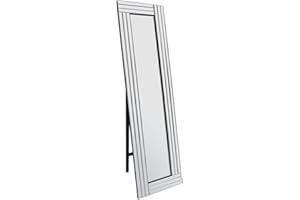MirrorOutlet Large Modern Triple Edge Venetian Free Standing Cheval Mirror 5FT X 1FT4, Silver, 150x40,SWS038