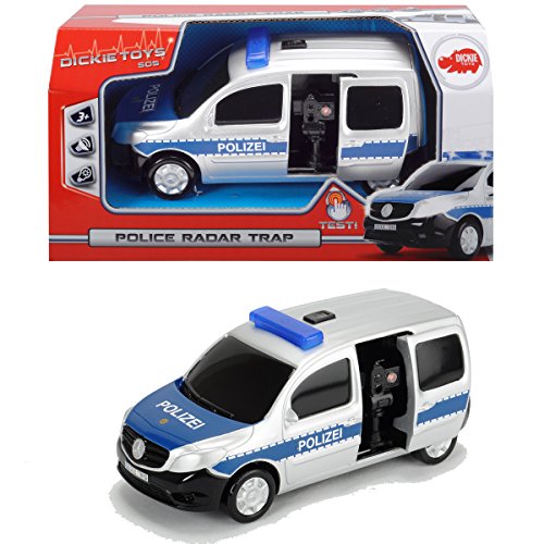 Preisvergleich Produktbild Polizei Radarwagen Mercedes Benz Citan, Blitzgerät mit Lichtsensor, 20cm: Spielzeug Einsatzwagen Polizeiwagen Radar Kontrolle Auto Licht Sound