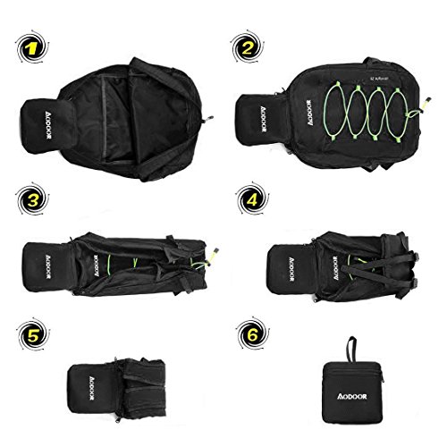 Aodoor 25L Wasserdichter Ultraleicht Faltbarer Rucksack, Faltbarer Leichter Rucksack Tagesrucksack portabler Reiserucksack f¨¹r Outdoor Wandern Camping Reisen Trekkingrucksack - 6
