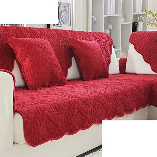 Sofa cushions,fabric simple modern european four seasons anti-slip combination leather sofa cover-E 110x205cm(43x81inch)