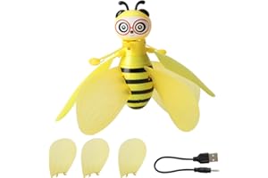 Tnfeeon Flying Bee Toys RC Infrared Induction Drone Helicopter with Shinning LED Light Hand Controlled Toy for Boys Girls