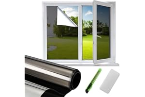 Beswitory One Way Window Film: Reflective Window Tint Film, Heat Window Privacy Film for Glass Windows, UV Mirror Anti Glare Film Clear, Sun Blocker for Home Office Car