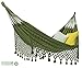 Produktbild ECOMUNDY Romance L Bio 320 grün Hängematte mit Fransen - Handgewebt - GOTS - Bio Baumwolle 130x200x320cm Max 150kg