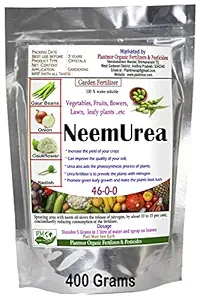 Plantmor Organic Fertilizers & Pesticides Neem Urea 400 Grams Nitrogen 46% Fertilizer for Indoor, Outdoor, Terrace Garden Plants and Vegetable Gardening