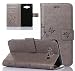 Produktbild EMAXELERS Samsung Galaxy A5 2015 Hülle Flip Schale Brieftasche Standfunktion und Karte Halter Etui Kartenfächer Wallet Tasche Etui für Samsung Galaxy A5 2015,Gray Butterfly