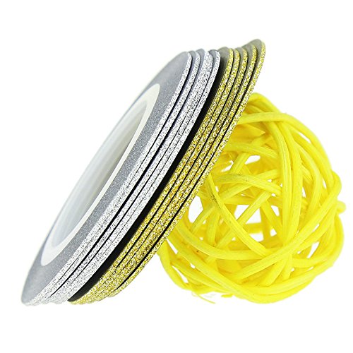 20 Rolls Of Laser Gold Silver Glitter Striping Tape Line Nail Art Tips Decals Beauty Transfer Foil Stickers For Nails (10Gold 10Silver)