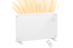 HOMCOM Radiateur électrique chauffage électrique mural ou au sol 1500W convecteur en verre avec affichage LED, minuterie 24 heures ou hebdomadaire, thermostat, télécommande, blanc