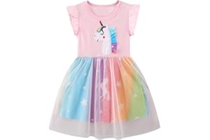 Beilei Creations Girls' Short-Sleeved Cotton Dress with Sweet Pattern Size 85-130