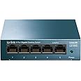 TP-Link LS105G 5-Port Desktop/Wallmount Gigabit Ethernet Switch, Ethernet Splitter, Plug & Play, 10/100/1000 Mbps RJ45, Steel