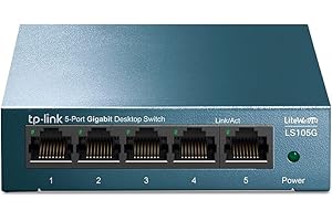 TP-Link Switch Ethernet (LS105G) Gigabit 5 ports RJ45 metallique 10/100/1000 Mbps, Idéal pour étendre le réseau câblé pour les PME et les bureaux à domicile
