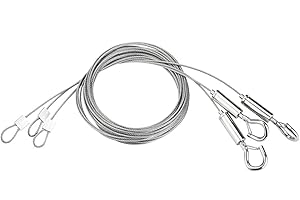 FAVENGO 3 Pcs Picture Hanging Wire 1.5 mm x 2 m Heavy Duty Stainless Steel Hanging Wire Adjustable Length Hanging Chain Rope with Loop and Hook Max 30 KG for Mirror Picture Light Lamp Billboard