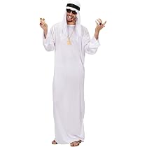 XEPST Ensemble de Costumes Arabes pour Hommes - 6 PIÈCES d'Accessoires de Costumes Arabes avec Foulard Keffieh Bandeau Arabe pour Hommes Costume d'Halloween Cosplay Carnaval Déguisement, Noir et Blanc