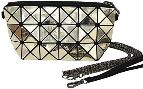 Women Fashion Rhombus Pattern PU Clutch Bag Shoulder Bags (Gold)