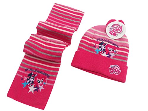 BNWT Girls pink warm winter My little pony Hat & scarf set christmas gift 2-4 years (Dark pink)