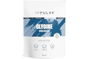 Glycine Cristallisée pure - Récupération, Sommeil Réparateur et Collagène - Système Nerveux et Articulations - Complément Alimentaire - 182 g - Fabriqué en France - IMPULSE NUTRITION
