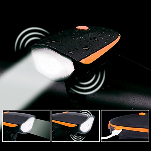Wiederaufladbare LED-Bike Lights, 2-in-1-Fahrrad Horn Licht mit 250 Lumen & 120 dB laut Horn (3 Licht-Modus Optionen), breiter Abstrahlwinkel - 6