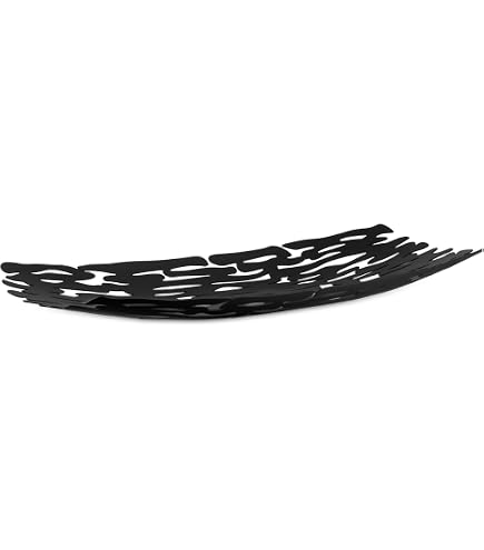 Alessi Vassily Tablett Aus Edelstahl – Schwarz, Rechteckig Mit Griffen, 45 X 47 X 6 Cm