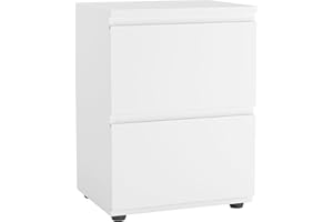 URBNLIVING 2 Drawer Wooden Bedroom Bedside Cabinet No Handle Storage Nightstand Side Table