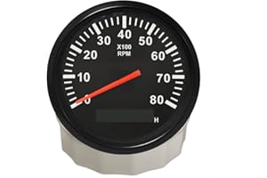 ELING Compteur de tours universel 8000 RPM Compteur de vitesse de yacht marin automatique avec rétroéclairage rouge 85 mm 9-32 V