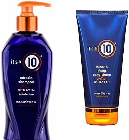 It's a 10 Miracle Shampoo Plus Keratin, 10 Ounce+It's a 10 Miracle Deep Conditioner Plus Keratin, 5 oz by BEAUTY IT IS