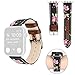 Produktbild Mumuj Echtes Lederarmband, Lederband Flower Printed Strap Replacebale Ersatzband Uhrenarmband mit Interlock Smart Watch Armband für Apple Watch Serie 4321 42 / 44mm (Schwarz)