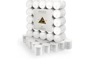 40 x Tealight Candles 8 Hour Long Burning White Unscented Candles Ideal for Home, Garden, Hotel, Spa, Camping and Picnic Sold by FIRST CHOICE KAYA