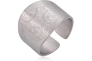 kkjoy Anillo Banda Ancha d'Ángel Enochian Amuleto de Acero Inoxidable Anillos de Dedo Abierto d'Estrella de David para Hombres Mujeres