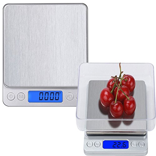 Preisvergleich Produktbild Semoss Multifunktions Elektronische Digitale Küchenwaage 3kg Maximalgewicht Küchenwaage Feinwaage Kulinarische Küchenwaage Hohe Präzision auf bis zu 0.1g mit LCD Display für Essen,Zutaten,Schmuck,Reis,Mehl,Gold,... Briefmarken