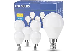 EX UP Lampadina LED E14 G45 6W, Luce Fredda 6500K, Attacco Piccolo SES Base Classic Bulbo risparmio energetico(Equivalenti 40W), 550lm Non Dimmeriabile Nessun Sfarfallio Pacco da 6