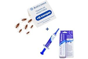 Pack Mata Cucarachas Profesional: 15 Trampas Adhesivas + Gel Cucarachas | Trampas + Jeringuilla para Todo tipo de Cucarachas | Veneno | Seguridad Niños y Mascotas - ANTICIMEX