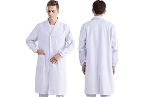 IKOPFLN Camice da laboratorio bianco, camice da laboratorio chimico, camice da medico unisex