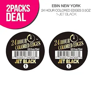 (2 PACKS) EBIN New York 24 Hour Colored Edges 0.5oz (1-Jet Black)