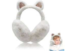 Aoreun ParaoreccInvernali per Bambini, Paraorecchie per ragazze Paraorecchie in Peluche Graziose Orecchie di Gatto Design Scaldaorecchie invernali per bambini per Regalo di Natale (Bianco)